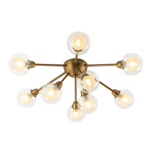 LightFixturesUSA - 9 - Light Layered Glass Bubble Sputnik Semi Flush Chandelier - Ceiling Light - Black (1 - 2 Weeks Arrive) -