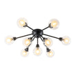 Load image into Gallery viewer, LightFixturesUSA - 9 - Light Layered Glass Bubble Sputnik Semi Flush Chandelier - Ceiling Light - Black (1 - 2 Weeks Arrive) -