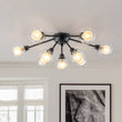 Load image into Gallery viewer, LightFixturesUSA - 9 - Light Layered Glass Bubble Sputnik Semi Flush Chandelier - Ceiling Light - Black (1 - 2 Weeks Arrive) -