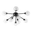 Load image into Gallery viewer, LightFixturesUSA - 9 - Light Layered Glass Bubble Sputnik Semi Flush Chandelier - Ceiling Light - Black -