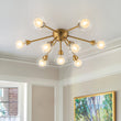 Load image into Gallery viewer, LightFixturesUSA - 9 - Light Layered Glass Bubble Sputnik Semi Flush Chandelier - Ceiling Light - Brass (1 - 2 Weeks Arrive) -