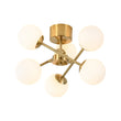 Load image into Gallery viewer, LightFixturesUSA - Adjustable Opal Glass Globe Brass Sputnik Semi Flush Mount - Ceiling Light - Brass -