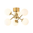 Load image into Gallery viewer, LightFixturesUSA - Adjustable Opal Glass Globe Brass Sputnik Semi Flush Mount - Ceiling Light - Brass -