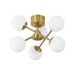 Load image into Gallery viewer, LightFixturesUSA - Adjustable Opal Glass Globe Brass Sputnik Semi Flush Mount - Ceiling Light - Brass -