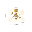Load image into Gallery viewer, LightFixturesUSA - Adjustable Opal Glass Globe Brass Sputnik Semi Flush Mount - Ceiling Light - Brass -