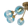 Load image into Gallery viewer, LightFixturesUSA - Art Deco 8 - Light Sputnik Blue Glass Bubble Semi Flush Mount - Ceiling Light - Brass (Pre - Order) -