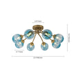 Load image into Gallery viewer, LightFixturesUSA - Art Deco 8 - Light Sputnik Blue Glass Bubble Semi Flush Mount - Ceiling Light - Brass (Pre - Order) -