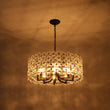 Load image into Gallery viewer, LightFixturesUSA - Art Deco Blossom Floral Cage Drum Lantern Pendant Light - Chandelier - Black -