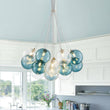 Load image into Gallery viewer, LightFixturesUSA - Art Deco Blue Hue Cluster Glass Globe Bubble Chandelier - Chandelier - 16 - Lt -