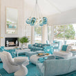 Load image into Gallery viewer, LightFixturesUSA - Art Deco Blue Hue Cluster Glass Globe Bubble Chandelier - Chandelier - 16 - Lt -