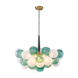 Load image into Gallery viewer, LightFixturesUSA - Art Deco Cluster Green Frosted White Glass Bubble Chandelier - Chandelier - Green + White -