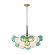 Load image into Gallery viewer, LightFixturesUSA - Art Deco Cluster Green Frosted White Glass Bubble Chandelier - Chandelier - Green + White -