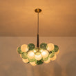 Load image into Gallery viewer, LightFixturesUSA - Art Deco Cluster Green Frosted White Glass Bubble Chandelier - Chandelier - Green + White -