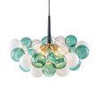 Load image into Gallery viewer, LightFixturesUSA - Art Deco Cluster Green Frosted White Glass Bubble Chandelier - Chandelier - Green + White -