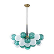 Load image into Gallery viewer, LightFixturesUSA - Art Deco Cluster Green Frosted White Glass Bubble Chandelier - Chandelier - Green + White -