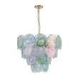 Load image into Gallery viewer, LightFixturesUSA - Art Deco Green Iridescent Swirl Glass Tiered Chandelier - Chandelier - Medium -