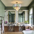 Load image into Gallery viewer, LightFixturesUSA - Art Deco Green Iridescent Swirl Glass Tiered Chandelier - Chandelier - Small -