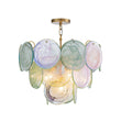 Load image into Gallery viewer, LightFixturesUSA - Art Deco Green Iridescent Swirl Glass Tiered Chandelier - Chandelier - Small -