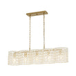 Load image into Gallery viewer, LightFixturesUSA - Art Deco Luxury Brass Crystal Linear Cage Island Chandelier - Chandelier - Brass -