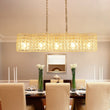 Load image into Gallery viewer, LightFixturesUSA - Art Deco Luxury Brass Crystal Linear Cage Island Chandelier - Chandelier - Brass -