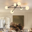 Load image into Gallery viewer, LightFixturesUSA - Black Frosted Bubble Linear Sputnik Semi Flush Mount - Ceiling Light - Black -