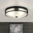 Load image into Gallery viewer, LightFixturesUSA - Black Round Frosted Crackled Glass Flush Mount Light - Ceiling Light - 11.8 in -