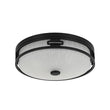 Load image into Gallery viewer, LightFixturesUSA - Black Round Frosted Crackled Glass Flush Mount Light - Ceiling Light - 16.1 in -