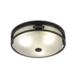 Load image into Gallery viewer, LightFixturesUSA - Black Round Frosted Crackled Glass Flush Mount Light - Ceiling Light - 16.1 in -