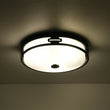 Load image into Gallery viewer, LightFixturesUSA - Black Round Frosted Crackled Glass Flush Mount Light - Ceiling Light - 16.1 in -