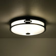 Load image into Gallery viewer, LightFixturesUSA - Black Round Frosted Crackled Glass Flush Mount Light - Ceiling Light - 16.1 in -