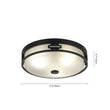 Load image into Gallery viewer, LightFixturesUSA - Black Round Frosted Crackled Glass Flush Mount Light - Ceiling Light - 16.1 in -