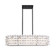 Load image into Gallery viewer, LightFixturesUSA - Bloom Art Deco Floral Glass Linear Cage Island Chandelier - Chandelier - Black -