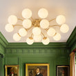 Load image into Gallery viewer, LightFixturesUSA - Bloom Brass Frosted Glass Bubble Semi Flush Chandelier - Chandelier - 16 - Lt -
