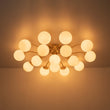 Load image into Gallery viewer, LightFixturesUSA - Bloom Brass Frosted Glass Bubble Semi Flush Chandelier - Chandelier - 6 - Lt -
