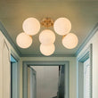 Load image into Gallery viewer, LightFixturesUSA - Bloom Brass Frosted Glass Bubble Semi Flush Chandelier - Chandelier - 6 - Lt -