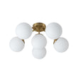 Load image into Gallery viewer, LightFixturesUSA - Bloom Brass Frosted Glass Bubble Semi Flush Chandelier - Chandelier - 6 - Lt -