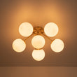 Load image into Gallery viewer, LightFixturesUSA - Bloom Brass Frosted Glass Bubble Semi Flush Chandelier - Chandelier - 6 - Lt -