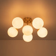 Load image into Gallery viewer, LightFixturesUSA - Bloom Brass Frosted Glass Bubble Semi Flush Chandelier - Chandelier - 6 - Lt -