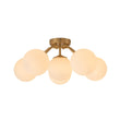 Load image into Gallery viewer, LightFixturesUSA - Bloom Brass Frosted Glass Bubble Semi Flush Chandelier - Chandelier - 6 - Lt -
