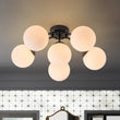 Load image into Gallery viewer, LightFixturesUSA - Bloom Brass Frosted Glass Bubble Semi Flush Chandelier - Chandelier - Black/6 - Lt -