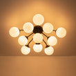 Load image into Gallery viewer, LightFixturesUSA - Bloom Brass Frosted Glass Bubble Semi Flush Chandelier - Chandelier - Brass/6 - Lt (Pre - Order) -