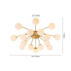LightFixturesUSA - Bloom Dimmable Opal Glass Globe Bubble Semi Flush Chandelier - Chandelier - Brass (Exclusive Offer) -