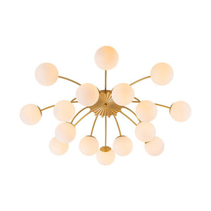 LightFixturesUSA - Bloom Dimmable Opal Glass Globe Bubble Semi Flush Chandelier - Chandelier - Brass (Exclusive Offer) -
