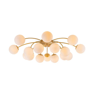 LightFixturesUSA - Bloom Dimmable Opal Glass Globe Bubble Semi Flush Chandelier - Chandelier - Brass (Exclusive Offer) -