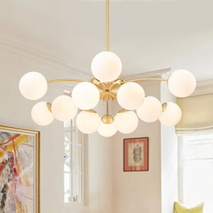 LightFixturesUSA - Blossom 12 - Light Opal Glass Bubble Semi Flush Chandelier - Chandelier - 12 - Lt - Dual Mount Chandelier