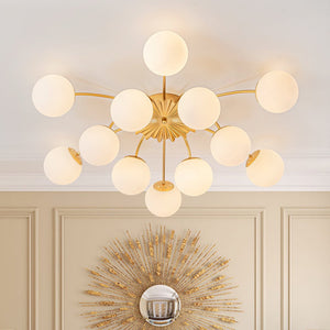 LightFixturesUSA - Blossom 12 - Light Opal Glass Bubble Semi Flush Chandelier - Chandelier - 12 - Lt - Dual Mount Chandelier