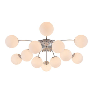 LightFixturesUSA - Blossom 12 - Light Opal Glass Bubble Semi Flush Chandelier - Chandelier - 12 - Lt - Dual Mount Chandelier - Brass