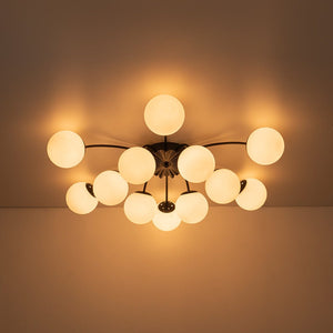 LightFixturesUSA - Blossom 12 - Light Opal Glass Bubble Semi Flush Chandelier - Chandelier - 12 - Lt - Semi Flush - Black