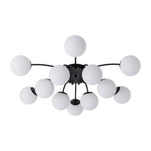 LightFixturesUSA - Blossom 12 - Light Opal Glass Bubble Semi Flush Chandelier - Chandelier - 12 - Lt - Semi Flush - Black