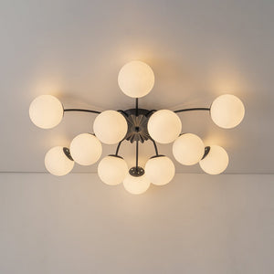 LightFixturesUSA - Blossom 12 - Light Opal Glass Bubble Semi Flush Chandelier - Chandelier - 12 - Lt - Semi Flush - Black (Pre - Order)